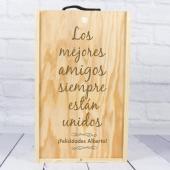 Caja botella de vino con texto grabado