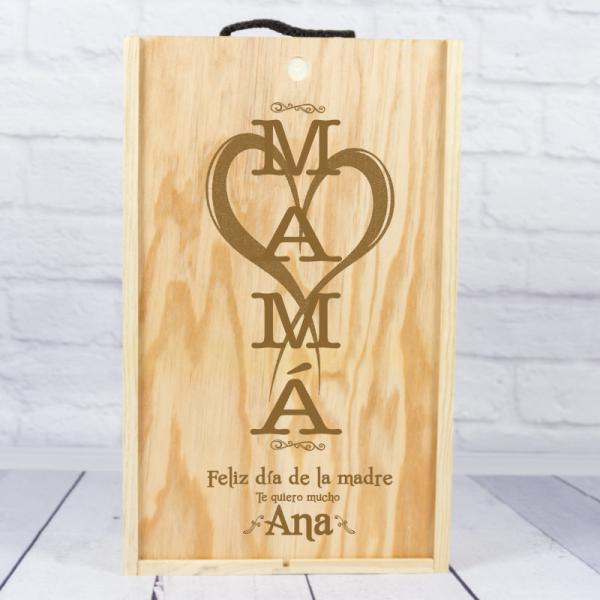 Caja botella de vino MAMÁ personalizada