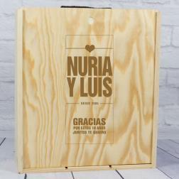 Caja botella de vino para aniversarios