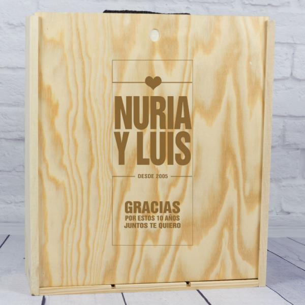 Caja botella de vino para aniversarios