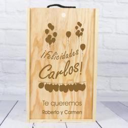 Caja botella de vino para cumpleaños