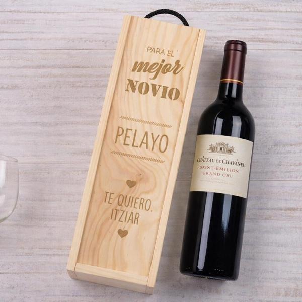 Caja botella de vino para el mejor novio