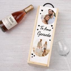 Caja botella de vino personalizada corazones