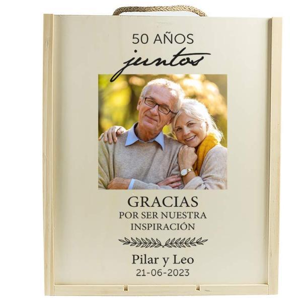 Caja de madera natural personalizada