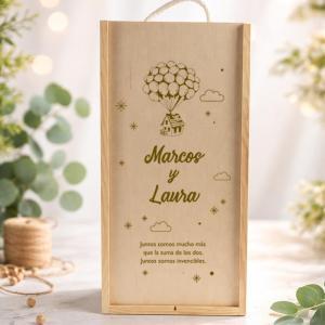 Caja de madera personalizada con texto