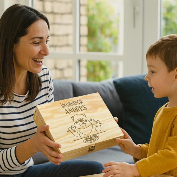Caja de madera personalizada osito