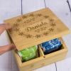 Regalos con nombre: Caja de té de madera grabada en Bambú