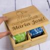 Regalos con nombre: Caja de té grabada para cumpleaños en Bambú