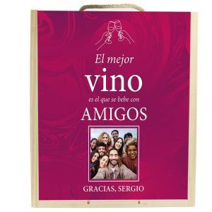 Caja vino personalizada 'Los Amigos'