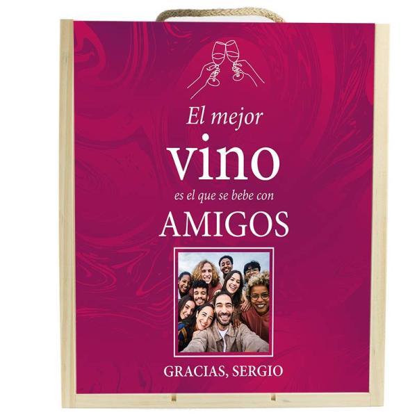 Caja vino personalizada 'Los Amigos'
