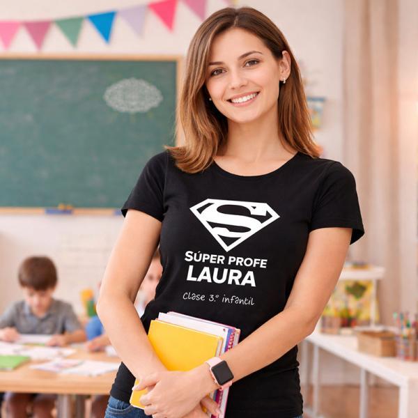 Camiseta Súper Profe personalizada para profesoras