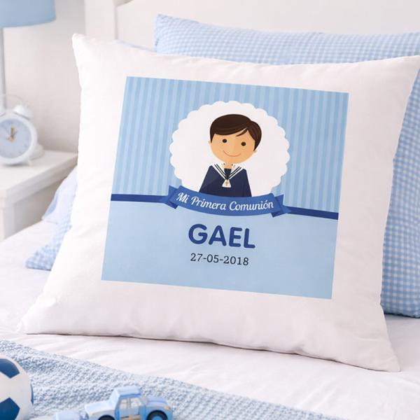 Cojín personalizado Mi primera comunión niño