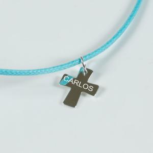 Pulsera de plata cruz personalizada