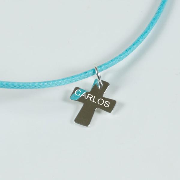Pulsera de plata cruz personalizada