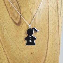 Colgante de plata querubín chica personalizado