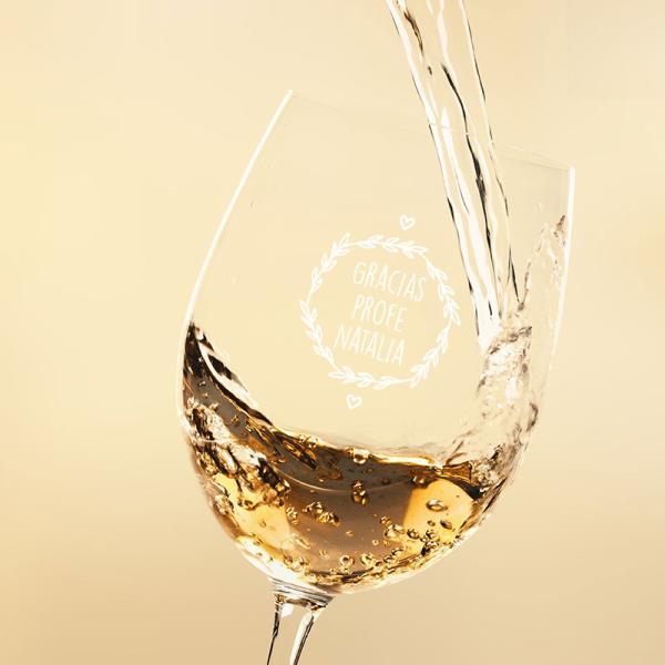 Copa de vino grabada 'Gracias Profe'