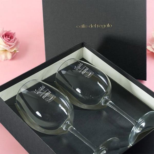 Copas de vino grabadas para madre