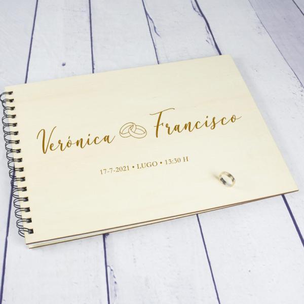 Cuaderno de firmas en madera para bodas