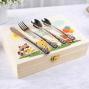 Regalos personalizados: Cubiertos personalizados: Cubiertos infantiles personalizados en caja de madera