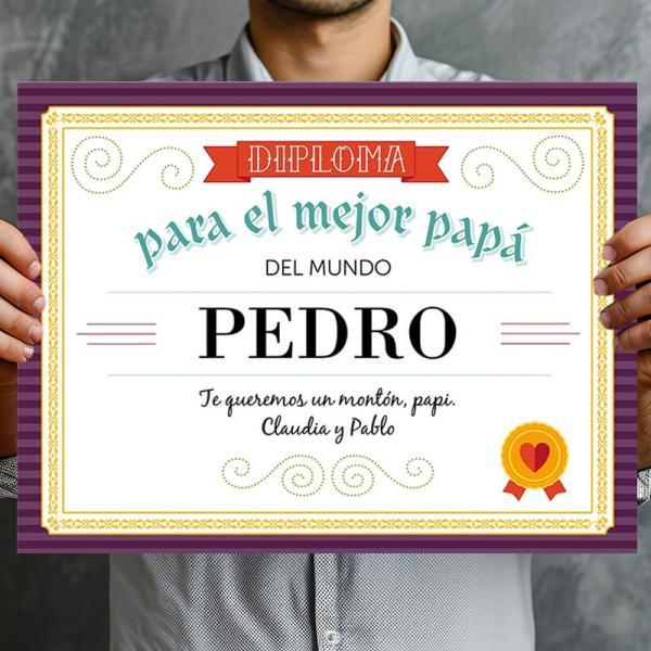 Diploma para el mejor papá personalizado