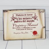 Diploma pergamino a los mejores padres del mundo