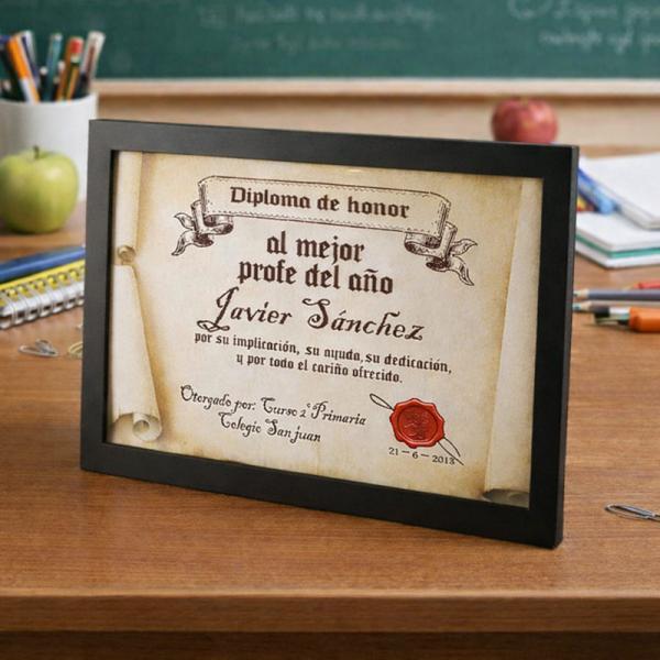 Diploma pergamino al mejor profesor