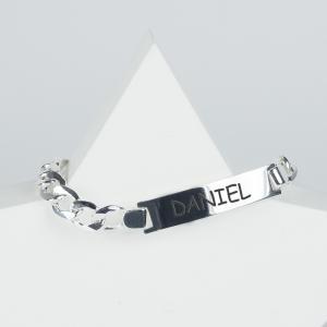 Esclava de plata para hombre grabada