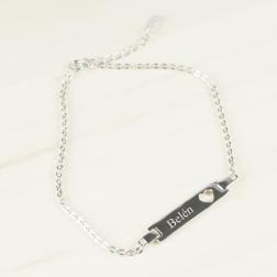 Esclava plata corazón grabada