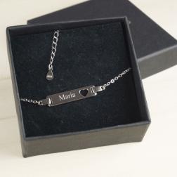 Esclava plata corazón grabada