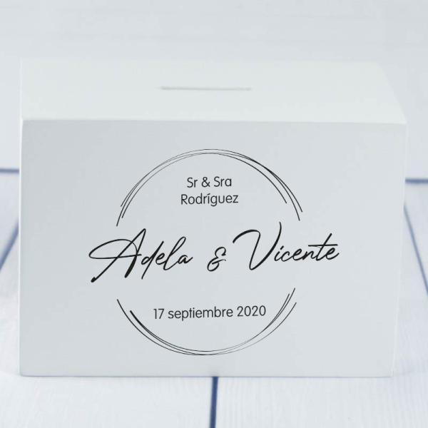 Hucha de madera para pareja personalizada