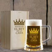 Jarra de cerveza "El rey de la casa" con estuche