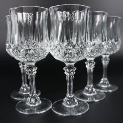 Juego de 6 copas de vino talladas grabadas