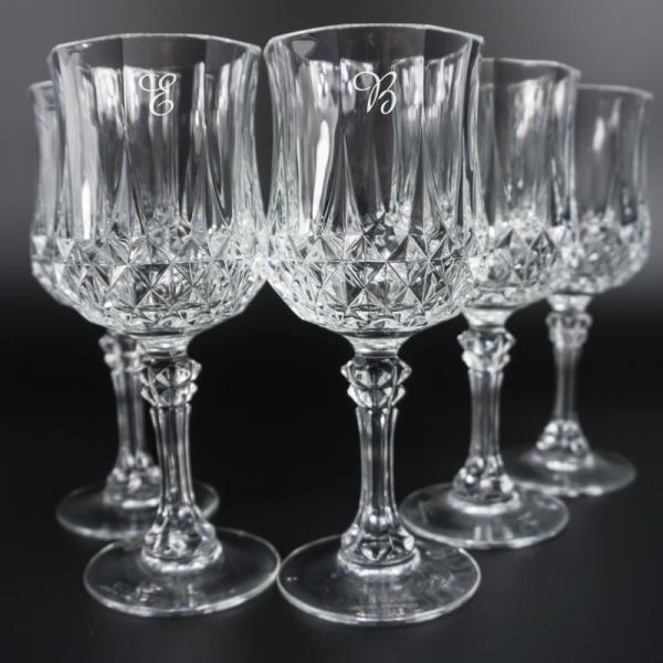 Juego de 6 copas de vino talladas grabadas