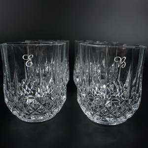 Juego de 6 vasos de whisky tallados grabados