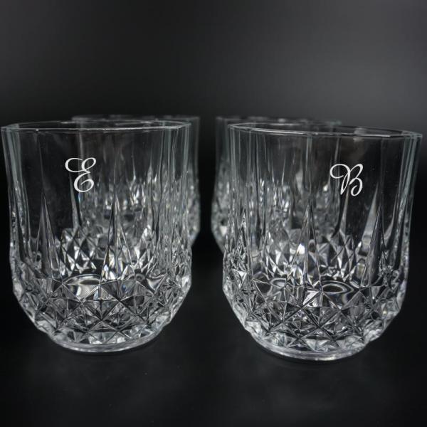 Juego de 6 vasos de whisky tallados grabados