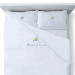 Juego de sábanas bordadas 'Flor'