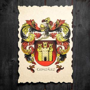 Lámina con escudo en papel pergamino