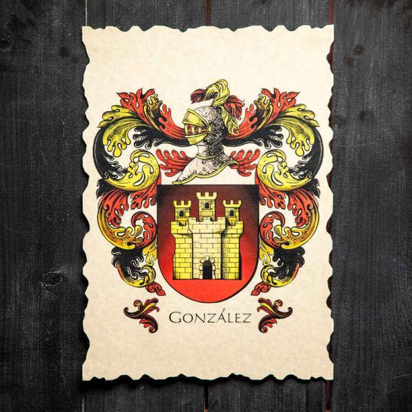 Lámina con escudo en papel pergamino