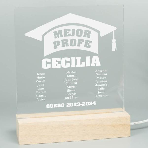 Lámpara led grabada para el Mejor Profe