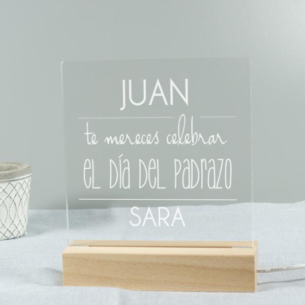 Lámpara led grabada para padre 'Te mereces'