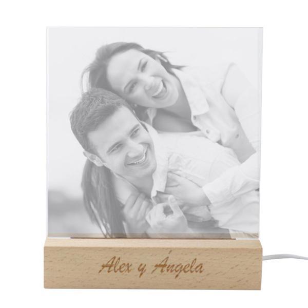 Lámpara LED personalizada con foto grabada