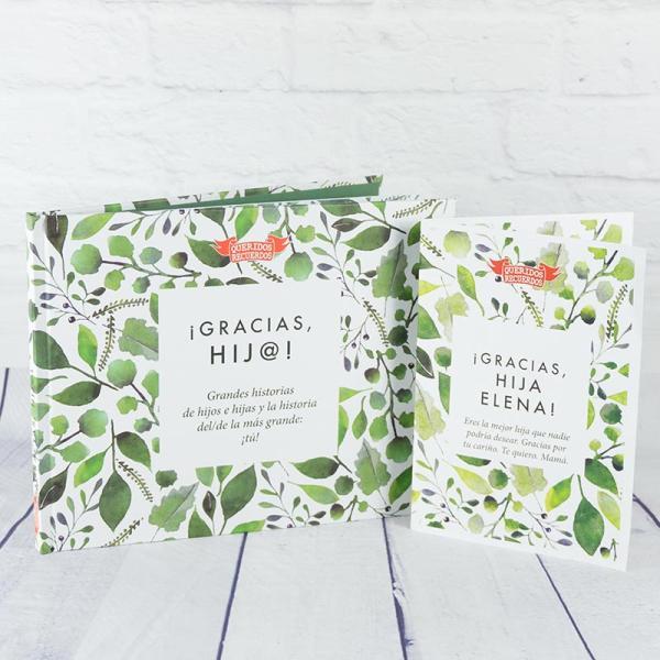Libro ¡Gracias, hij@! con tarjeta personalizada