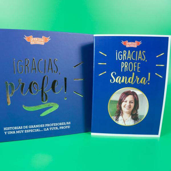 Libro ¡Gracias, profe! con tarjeta personalizada con foto