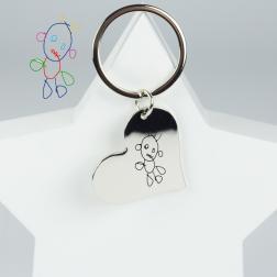 Llavero corazón con el dibujo de tu hijo grabado