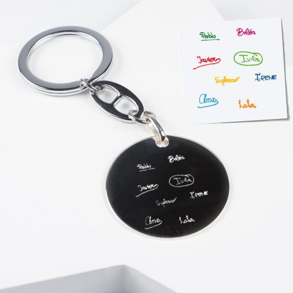 Llavero de plata firmas grabadas