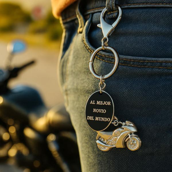 Llavero moto grabado