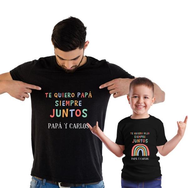 Pack camisetas padre e hijo personalizado Arcoiris