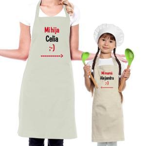 Pack de delantal BIO bordado madre e hij@