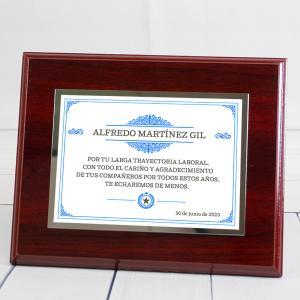 Placa conmemorativa para homenaje personalizada