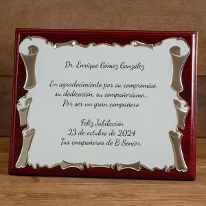 Placa de homenaje personalizada